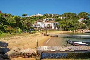 House Exterior Prints: View of beach and whitewashed villas of Porto Rafael