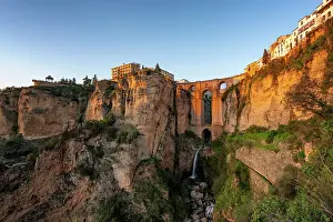 Purity Prints: View with beautiful bridge and waterfall and traditional white village