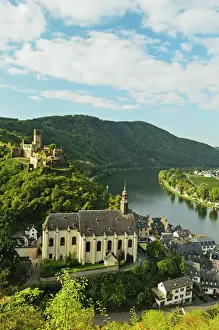 View of Beilstein, Castle Metternich and Moselle River (Mosel), Rhineland-Palatinate, Germany, Europe