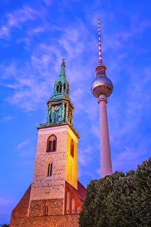 Clock Towers Prints: View of Berliner Fernsehturm and St