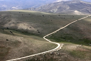 Pilgrims Prints: View from Besh Barmaq mountain, Siyazan, Azerbaijan, Central Asia, Asia