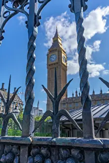 Westminster Prints: View of Big Ben clock tower in Parliament Square during summer in Westminster