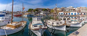 Sailboat Prints: View of boats in the harbour at Cala Rajada