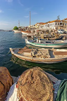 Day Trip Prints: View of boats and harbour in Thassos Town