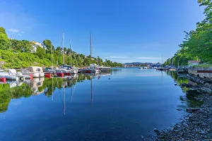 Vacation Spot Prints: View of boats moored up at Langviksbukta