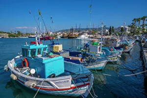 Kos Town Prints: View of boats and ships in Kos Harbour