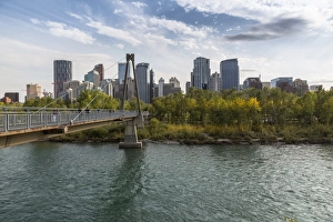 Canadian Culture Prints: View of Bow River and Downtown from Sunnyside Bank Park, Calgary, Alberta, Canada