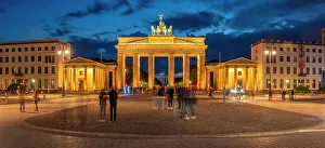 Mitte Prints: View of Brandenburg Gate at dusk (Brandenburger Tor), Mitte, Berlin, Germany, Europe