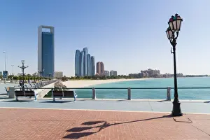 Lamp Post Prints: View from the Breakwater towards Abu Dhabi Oil Company HQ and Etihad Towers, Abu Dhabi