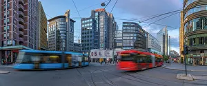 Architectural Design Prints: View of buildings and city tram in Jernbanetorget, Oslo, Norway, Scandinavia, Europe