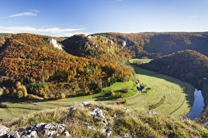 Danube Valley Prints: View on Burg Wildenstein Castle and Danube Valley in autumn