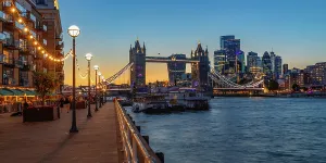 Stroll Prints: View from Butlers Wharf to the Tower Bridge, London, England