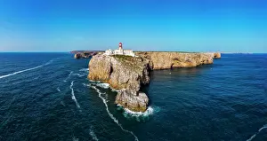 Navigation Prints: View of Cabo de Sao Vicente lighthouse standing on a cliff in Sagres