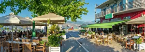 Kefalonia Prints: View of cafe and bar in Plateia Central Square