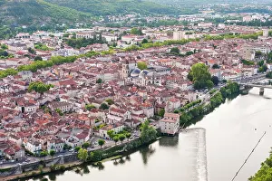 Point Prints: View of Cahors from Mont Saint Cyr in Lot department of Midi-Pyrenees region