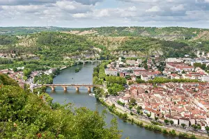 Cahors Prints: View of Cahors from Mont Saint Cyr in the Lot department of southwestern France