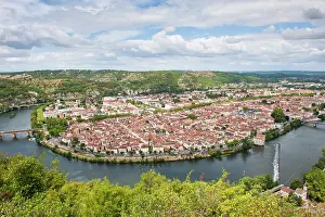 Vista Prints: View of Cahors from Mont Saint Cyr with the Lot River winding through the city in Midi-Pyrenees region of France