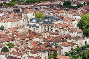 Catholic Prints: View of Cahors with Saint Etienne Cathedral from Mont Saint Cyr in Lot