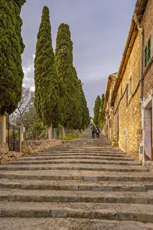 Majorca Prints: View of the Calvary Steps and Calvary Chapel in the old town of Pollenca