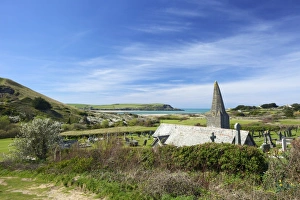 Cemetery Prints: View of Camel Estuary from the churchyard of St. Enodoc Church, Rock, North Cornwall