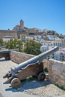 Fortified Wall Prints: View of cannons, Dalt Vila and Cathedral