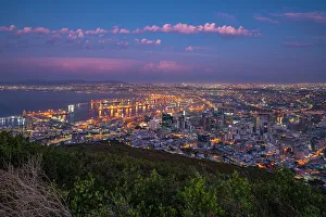 Seacoast Prints: View of Cape Town from Signal Hill at dusk, Cape Town, Western Cape, South Africa, Africa