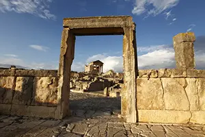 Roman Ruin Prints: View towards the Capitol in the Roman ruins, Dougga Archaeological Site