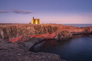 View of Castillo del Aguila o de las Coloradas at dusk, Playa Blanca, Lanzarote