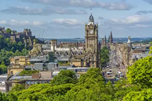 Princes Street Prints: View of Castle, Balmoral Hotel and Princes Street from Calton Hill, Edinburgh, Scotland