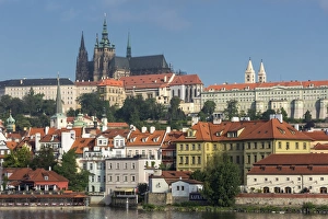 River Vltana Prints: View to Castle District with St