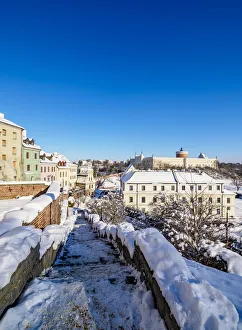 View towards the Castle, winter, Lublin, Lublin Voivodeship, Poland, Europe View towards the Castle, winter, Lublin, Lublin Voivodeship, Poland, Europe