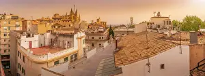 Doors Prints: View of Catedral-Basilica de Santa Maria de Mallorca and rooftops