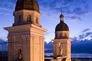 Cuban Prints: A view of the Catedral de Nuestra Senora de la Asuncion at dusk, Santiago de Cuba