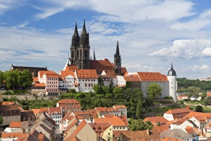 Gothic Prints: View of Cathedral and Albrechtsburg, Meissen, Saxony, Germany, Europe