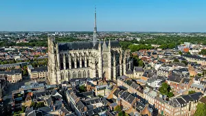 Large Prints: View of Cathedral of Amiens in France showcasing its intricate architecture