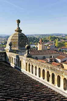 West Prints: View from the top of the Cathedral in Auch showing rooftops and landscape in southwestern France