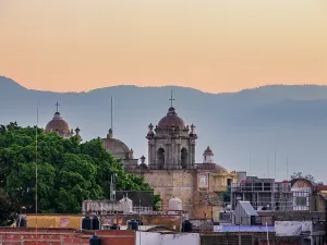 Oaxaca Prints: View towards the Cathedral of Our Lady of the Assumption at dawn