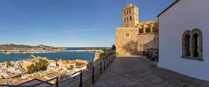 Railings Prints: View of Cathedral overlooking harbour and sea