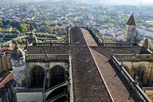 Lookout Prints: View from the top of a cathedral showing rooftops and the landscape of Auch in the Gers department in France