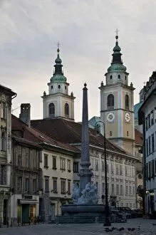 Images Dated 12th March 2009: View towards the Cathedral of St. Nicholas along the streets of the old town of Ljubljana