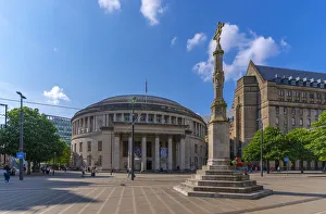 Public Building Prints: View of Central Library and monument in St. Peters Square, Manchester, Lancashire