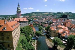 Images Dated 27th July 2008: View of Cesky Krumlov from castle, Cesky Krumlov, Czech Republic, Europe