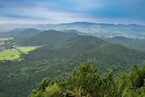 Land Prints: View of Chaine de Puys in Massif Central from a high point in France