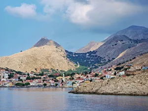 Chalki Prints: View towards Chalki Village, Emporio