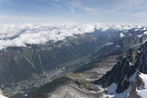Cloud Scape Prints: View of Chamonix, Aiguille du Midi, Mont Blanc, Haute Savoie, French Alps, France, Europe