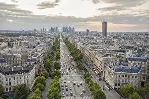 View over the Champs Elysees, Paris, France, Europe