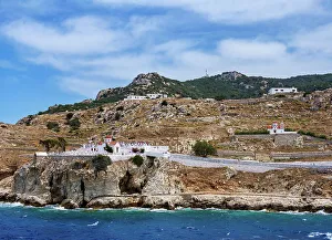 Cemeteries Prints: View towards the Chapel and Cemetery in Pigadia
