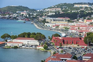 View over Charlotte Amalie, capital of St. Thomas, with Fort Christian, US Virgin Islands
