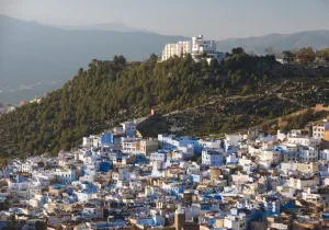 North African Prints: View of Chefchaouen from Spanish Mosque, Chefchaouen, Morocco, North Africa, Africa