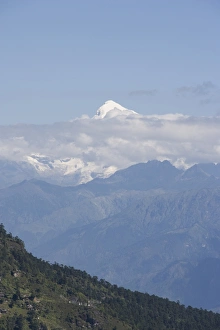 View from Cheli La Pass of Bhutans most sacred mountain, Mount Jhomolhari